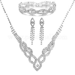 Collane a catena con strass e cristallo in ottone con occhio di cavallo e orecchini a bottone con nappe e bracciali&nbsp;FS-WGBEA29-01