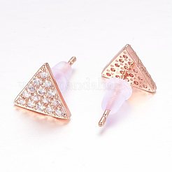 Pendientes de tuerca de circonio cúbico con micro pave de latón&nbsp;LS-EJEW-P119-17RG