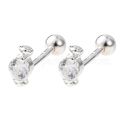 Candy 925 Ohrstecker aus Sterlingsilber mit Mikropavé-Fassung und klaren Zirkonia&nbsp;EJEW-K317-14G