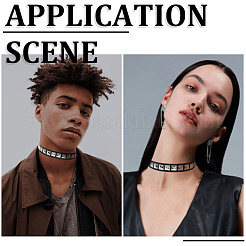 Chocker-Halsketten aus quadratischer Legierung im Punk-Stil mit Nieten aus Kunstleder&nbsp;NJEW-CL0001-28