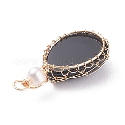 Mit natürlichem Obsidian-Kupferdraht umwickelte Anhänger&nbsp;PALLOY-JF01398-05