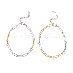2 bracelet en acier inoxydable 304 avec trombone et chaîne gourmette pour femme&nbsp;BJEW-JB12748