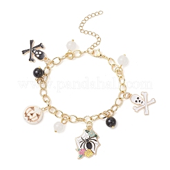 Braccialetti con ciondoli in lega smaltata a tema Halloween per donna&nbsp;BJEW-JB12110-01