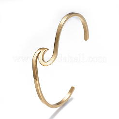 Ionenplattierung (IP) 304 Edelstahl-Manschettenarmbänder&nbsp;BJEW-G611-01G