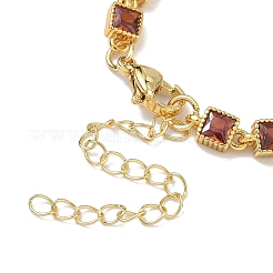 Bracelets à maillons carrés en laiton pavé de zirconiums cubiques pour femmes&nbsp;BJEW-P385-04G-04