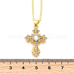 Legierung Kristall Strass Religion Kreuz Anhänger Halsketten für Frauen Männer&nbsp;NJEW-C089-03G