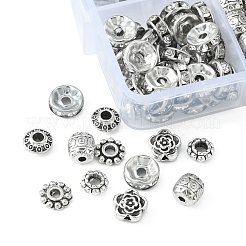 255 Stück 6-teilige Distanzperlen aus Eisen mit Strass und Legierung im tibetischen Stil&nbsp;DIY-FS0004-07