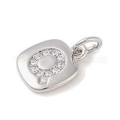Placage de crémaillère en laiton micro pavé breloques en zircone cubique claire&nbsp;KK-E110-14P-Q