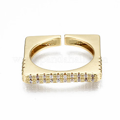 Messing Micro Pave klare Manschettenringe aus Zirkonia&nbsp;RJEW-Q161-011-NF