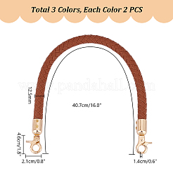 6 Stück 3 Farben geflochtene Taschengriffe aus PU-Kunstleder&nbsp;PURS-PH0001-22