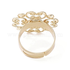 Verstellbare RingbeZubehör aus Messing mit Blumenmuster&nbsp;RJEW-XCP0001-03