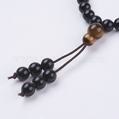 Natürliche obsidian & tiger eye wrap armbänder&nbsp;BJEW-P188-09