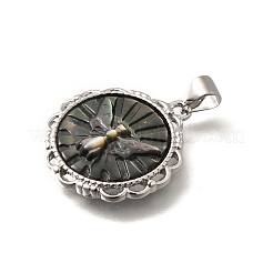 Pendentifs en laiton sculptés en coquillage naturel&nbsp;KK-Z091-01P-01