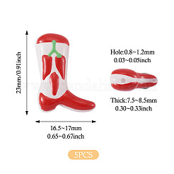 5 perle en émail de verre pour peinture de cuisson de bottes&nbsp;LAMP-TADJ0001-08E
