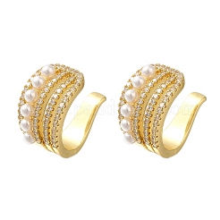 Orecchini a polsino in ottone placcato a cremagliera con micro pavé di zirconi cubici&nbsp;EJEW-H143-29G