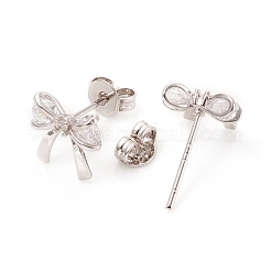 Aretes de latón con micro pavé de circonita cúbica transparente&nbsp;EJEW-G281-15P