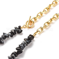 Schmuckset aus natürlichen Schneeflocken-Obsidian-Chip-Perlen&nbsp;SJEW-JS01223-05