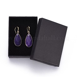 Boucles d'oreilles en jade blanc naturel en forme de goutte&nbsp;EJEW-JE02998-01