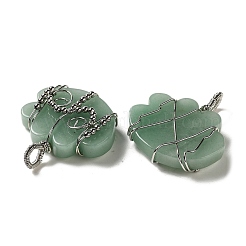 Pendentifs enveloppés de fil de cuivre d'aventurine verte naturelle&nbsp;G-K338-07P-05