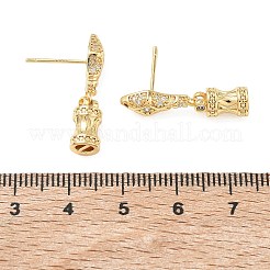 Fornituras de aretes de circonita cúbica con pavé de latón&nbsp;KK-C172-08G