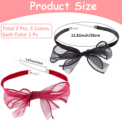 2 collana girocollo in tessuto con fiocco in garza di 2 colori per donna&nbsp;AJEW-CP0011-95