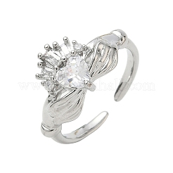 Anillos abiertos de latón con micro pavé de circonita cúbica&nbsp;RJEW-C163-04P