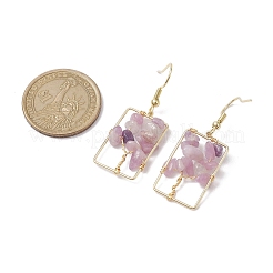 Pendientes colgantes de árbol con chips de piedra de mica violeta y lepidolita natural&nbsp;EJEW-JE05734-05