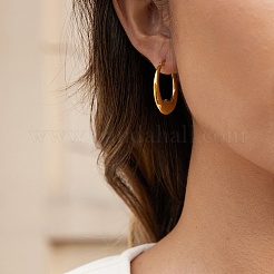 Pendientes de aro de acero inoxidable 304 con forma de luna para mujer&nbsp;EJEW-L312-01G