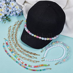 8 Stück 8 Stile Acrylperlen & Aluminiumkabelketten Baseballkappenkette&nbsp;HJEW-SC0002-46