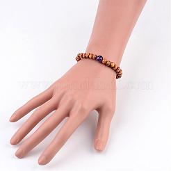 Madera en rollo pulseras del estiramiento de abalorios&nbsp;BJEW-JB02285