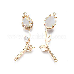 Connecteurs de liaison en zircone cubique transparente en laiton micro pavé&nbsp;KK-Q278-004-NF