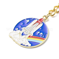 Portachiavi con pendente rotondo piatto smaltato in lega a tema spaziale&nbsp;KEYC-JKC00390
