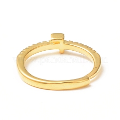 Bague réglable avec lettre initiale en zircone cubique transparente&nbsp;RJEW-C052-01G-F