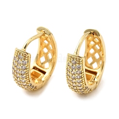 Pendientes de aro ovalados con micropavé de latón y circonitas cúbicas transparentes&nbsp;EJEW-F382-01G