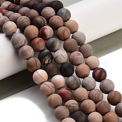Smerigliato legno pietrificato naturale filamenti di perline rotonde&nbsp;G-F266-07-8mm-01