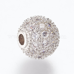 Abalorios de latón con pavé de circonitas&nbsp;ZIRC-E134-8mm-04P