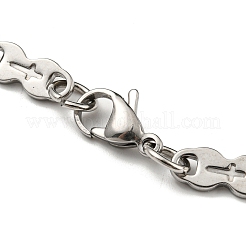 Pulsera de cadena de eslabones ovalados y cruzados de acero inoxidable 201 de dos tonos&nbsp;BJEW-B078-43BP