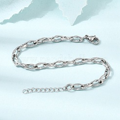 Pulseras de cadena de eslabones ovalados retorcidos de acero inoxidable 304 de 4.5 mm para hombre y mujer.&nbsp;SA-CBAB767-17B-P