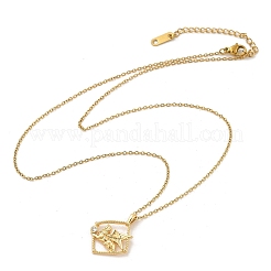 Collane con ciondolo in ottone e zirconi cubici trasparenti per donna&nbsp;NJEW-R018-02G-02