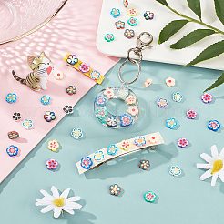 600 Stück 12 Farben handgemachte Polymer Clay Cabochons Blume&nbsp;CLAY-PH0001-46
