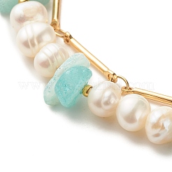 Bracciale a doppio strato con amazzonite e perle di fiori naturali&nbsp;BJEW-TA00025-04
