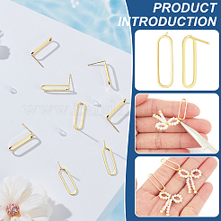 10 pezzo di orecchini a perno in ottone placcato a forma di cremagliera ovale cava&nbsp;KK-BC0013-46A