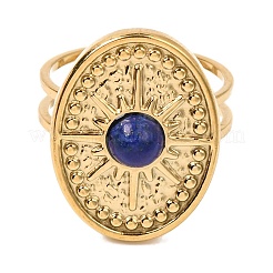 Oval mit Sonne natürliche Lapislazuli Fingerringe&nbsp;RJEW-Q822-40G-02