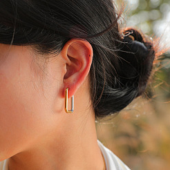 Pendientes de aro de acero inoxidable 304 de dos tonos&nbsp;EJEW-K257-02A-GP