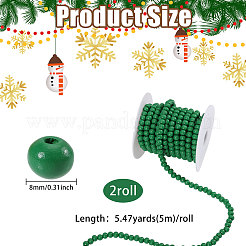 Ornements de Noël suspendus en perles rondes en bois&nbsp;HJEW-CA00084