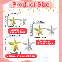 18 Stück 6 Stile Kunststoff Weihnachtsbaumspitze Stern Ornament&nbsp;AJEW-NB0008-02