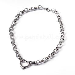 Anlaufgeschützte Herz-304 Edelstahl Gliederketten und Armbänder Schmuck-Sets&nbsp;SJEW-F132-08P