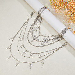 2 stücke 2 arten kreuz charme legierung 3 schicht kette gürtel für hosen&nbsp;AJEW-HS0001-18