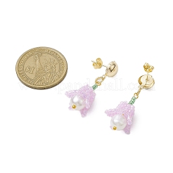 Boucles d'oreilles à tige en perles de verre faites à la main&nbsp;EJEW-MZ00277-04