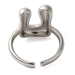 Bague manchette ouverte en laiton pour femme avec initiales&nbsp;RJEW-N046-02U-P